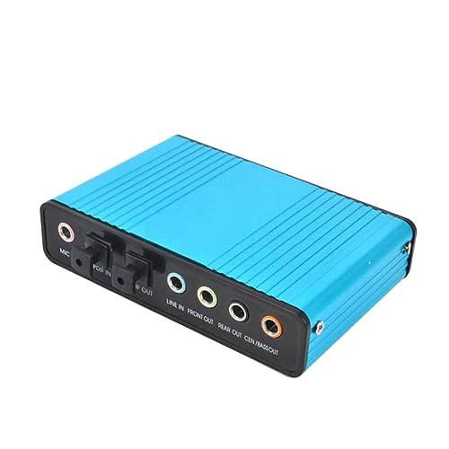 Funfob USB 6-Kanal 5.1/7.1 Surround Externe Soundkarte PC Laptop Desktop Tablet Audio Optische Adapterkarte Langlebig Einfach zu bedienen (Blau) von Funfob