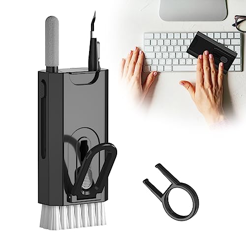Reinigungsbürste für Tastatur,8 in 1 Keyboard Cleaning Brush Kit, Multifunktionales Reinigungsset für Kopfhörer, mit Tastenkappe Abzieher, Tastatur, Laptop, Telefon, PC-Monitor(Schwarz) von FungLam