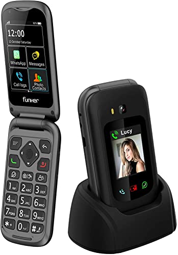 Funker E400i COMFORT PRO Hundy 4G mit WhatssApp für Senioren mit Audio Pro System, Verstärker und kompatibel mit Gps Touchscreen Kopfhörer und SOS-Taste, einfach zu bedienen (Schwarz) von Funker