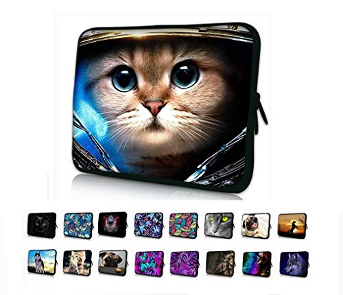 Funky Planet 10" Zoll Laptop Tasche Tasche Schutzhülle Tasche Wasserabweisendes Neopren Notebook Tasche Tablet Aktentasche Multi-Color Bags Cases (Cat Astronaut) von Funky Planet