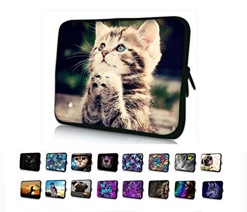 Funky Planet 10" Zoll Laptop Tasche Tasche Schutzhülle Tasche Wasserabweisendes Neopren Notebook Tasche Tablet Aktentasche Multi-Color Bags Cases (Little Cat) von Funky Planet