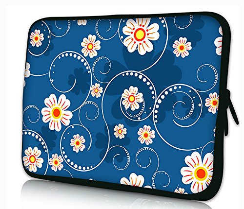 Funky Planet 17”-17,3” Zoll Tablet Laptop Tasche Schutzhülle Bags/Cases (17 Blue Flower) von Funky Planet