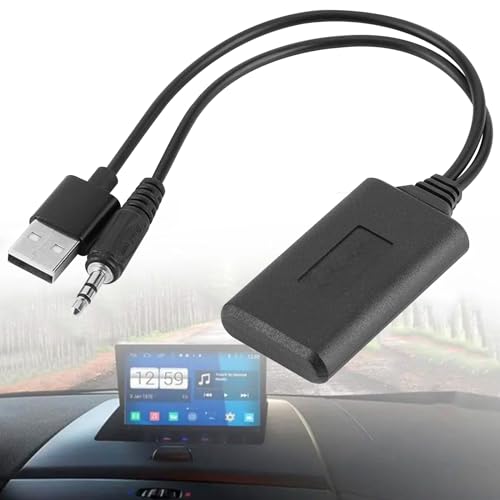 Aux Bluetooth Adapter Auto,Klinke Bluetooth Adapter 5.0 mit Aux und USB Anschluss Geeignet für Modelle mit AUX-Schnittstelle von Funmo