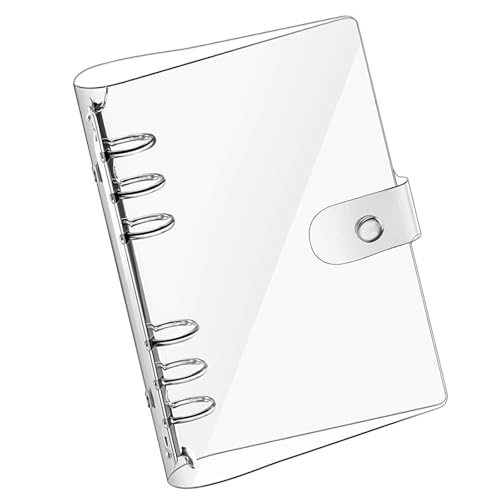 A5 Transparent PVC Binder,6 Ring Weich Notizbuch Binder mit Druckknopfverschluss Nachfüllbares Notizbuch Runder Ringbuch für DIY Notebook Fotoalbum und Scrapbooking von Funngy