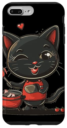 Hülle für iPhone 7 Plus/8 Plus Happy Cat mit fantastischem Grill-Event für Freunde und Familie von Funny Barbecue Cat