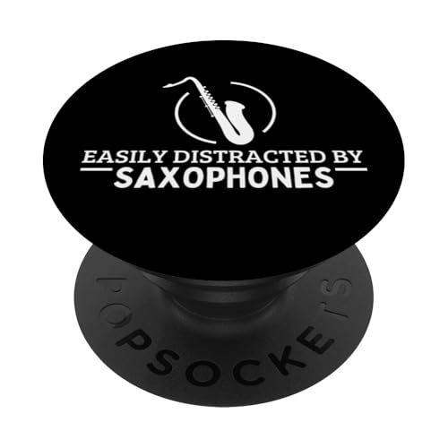 Leicht abgelenkt von Saxophonen, lustiger Saxophonist PopSockets Klebender PopGrip von Funny Baritone Saxophone Gift For Saxophone Player