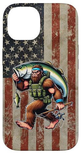 Barschfischerei Bigfoot Fisherman Bass mit amerikanischer Flagge Hülle für iPhone 14 Barschfischerei Bigfoot Fisherman Bass mit amerikanischer Flagge Hülle für iPhone 14 von Funny Bigfoot Fishing Largemouth Bass Fisherman