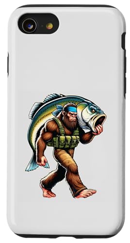 Bigfoot-Fischer fangen Großmaulbarsch beim Angeln im Freien Hülle für iPhone SE (2020) / 7 / 8 von Funny Bigfoot Fishing Largemouth Bass Fisherman