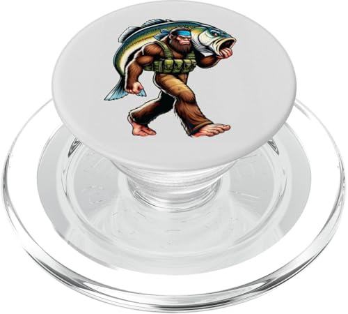 Bigfoot-Fischer fangen Großmaulbarsch beim Angeln im Freien PopSockets PopGrip für MagSafe von Funny Bigfoot Fishing Largemouth Bass Fisherman