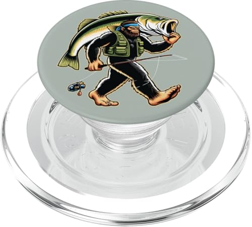 Bigfoot-Fischer fangen Großmaulbarsch beim Angeln im Freien PopSockets PopGrip für MagSafe von Funny Bigfoot Fishing Largemouth Bass Fisherman