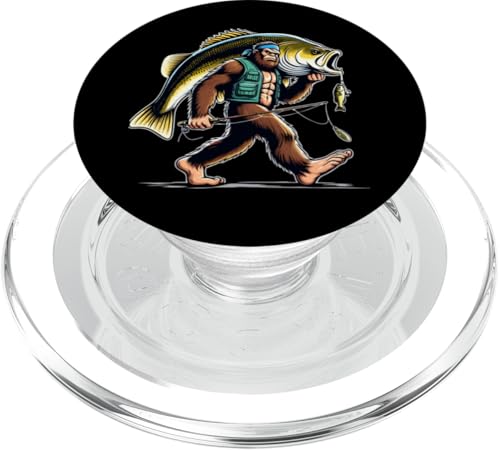 Bigfoot-Fischer fangen Großmaulbarsch beim Angeln im Freien PopSockets PopGrip für MagSafe von Funny Bigfoot Fishing Largemouth Bass Fisherman
