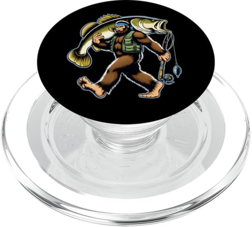 Bigfoot-Fischer fangen Großmaulbarsch beim Angeln im Freien PopSockets PopGrip für MagSafe von Funny Bigfoot Fishing Largemouth Bass Fisherman