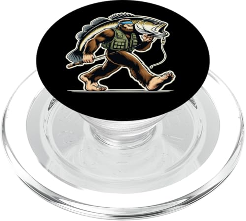 Bigfoot-Fischer fangen Großmaulbarsch beim Angeln im Freien PopSockets PopGrip für MagSafe von Funny Bigfoot Fishing Largemouth Bass Fisherman