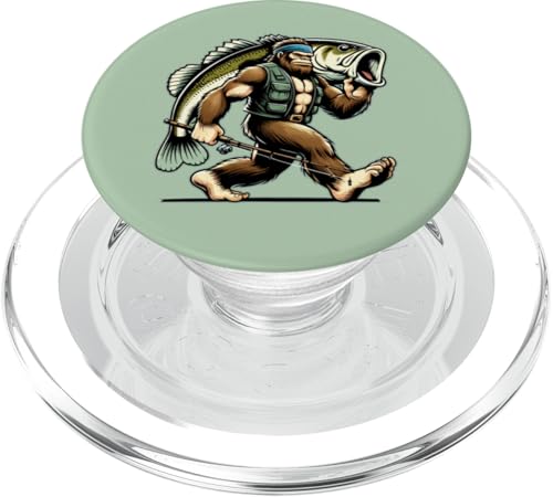 Bigfoot-Fischer fangen Großmaulbarsch beim Angeln im Freien PopSockets PopGrip für MagSafe von Funny Bigfoot Fishing Largemouth Bass Fisherman