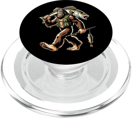 Bigfoot-Fischer fangen Großmaulbarsch beim Angeln im Freien PopSockets PopGrip für MagSafe von Funny Bigfoot Fishing Largemouth Bass Fisherman