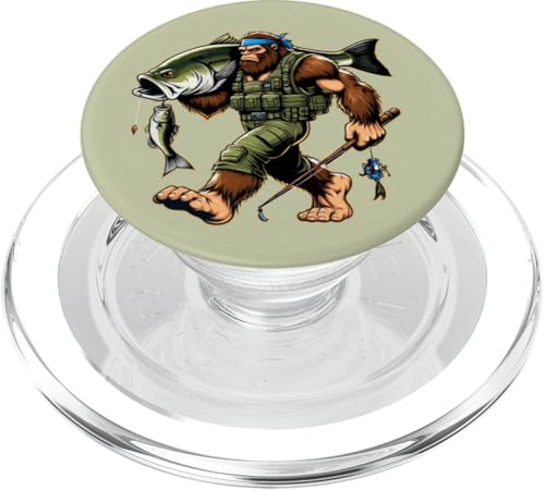 Bigfoot-Fischer fangen Großmaulbarsch beim Angeln im Freien PopSockets PopGrip für MagSafe von Funny Bigfoot Fishing Largemouth Bass Fisherman