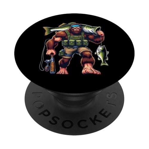 Bigfoot Fisherman Largemouth Bass Angler Lustiger Angelbarsch PopSockets Klebender PopGrip von Funny Bigfoot Fishing Largemouth Bass Fisherman