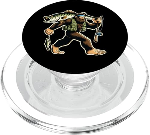 Bigfoot Fisherman Largemouth Bass Angler Lustiger Angelbarsch PopSockets PopGrip für MagSafe von Funny Bigfoot Fishing Largemouth Bass Fisherman