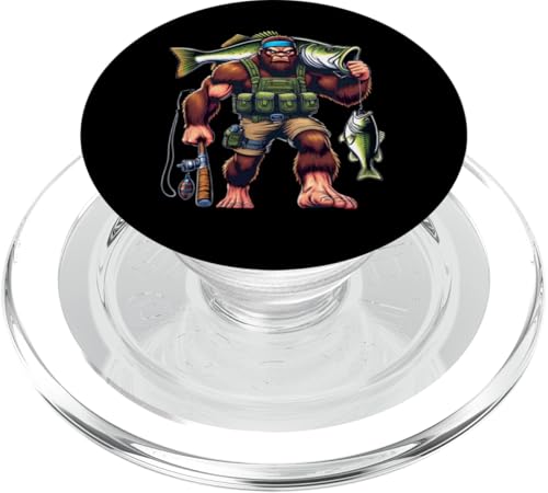 Bigfoot Fisherman Largemouth Bass Angler Lustiger Angelbarsch PopSockets PopGrip für MagSafe von Funny Bigfoot Fishing Largemouth Bass Fisherman