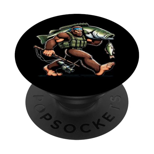 Bigfoot Fisherman Largemouth Bass Angler Lustiges Bassfischen PopSockets Klebender PopGrip von Funny Bigfoot Fishing Largemouth Bass Fisherman