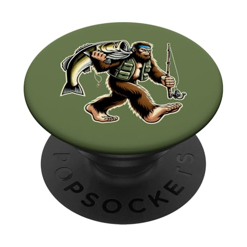 Bigfoot Fisherman Largemouth Bass Angler Lustiges Bassfischen PopSockets Klebender PopGrip von Funny Bigfoot Fishing Largemouth Bass Fisherman