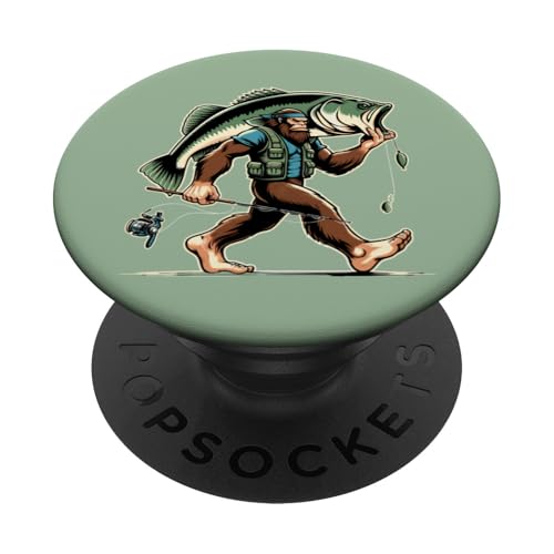 Bigfoot Fisherman Largemouth Bass Angler Lustiges Bassfischen PopSockets Klebender PopGrip von Funny Bigfoot Fishing Largemouth Bass Fisherman
