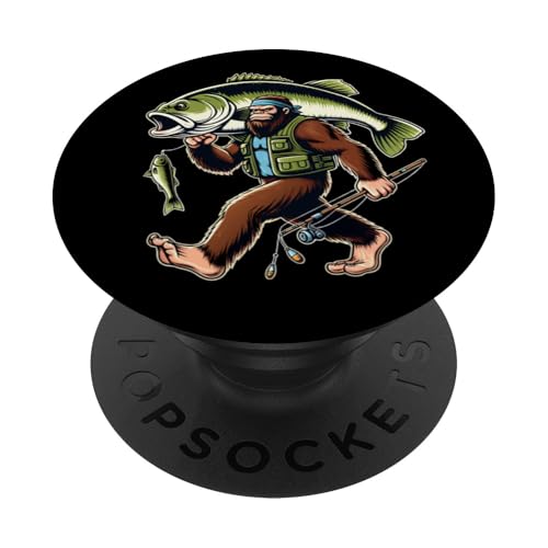 Bigfoot Fisherman Largemouth Bass Angler Lustiges Bassfischen PopSockets Klebender PopGrip von Funny Bigfoot Fishing Largemouth Bass Fisherman