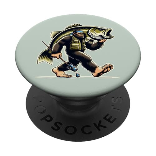 Bigfoot Fisherman Largemouth Bass Angler Lustiges Bassfischen PopSockets Klebender PopGrip von Funny Bigfoot Fishing Largemouth Bass Fisherman