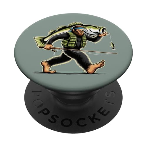 Bigfoot Fisherman Largemouth Bass Angler Lustiges Bassfischen PopSockets Klebender PopGrip von Funny Bigfoot Fishing Largemouth Bass Fisherman