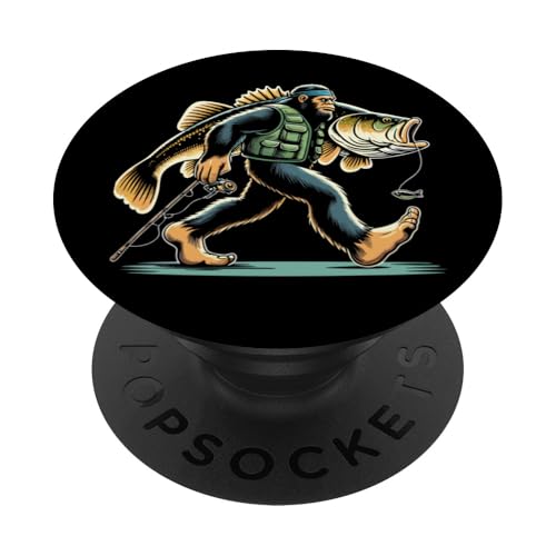 Bigfoot Fisherman Largemouth Bass Angler Lustiges Bassfischen PopSockets Klebender PopGrip von Funny Bigfoot Fishing Largemouth Bass Fisherman