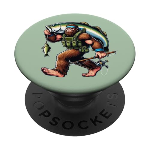 Bigfoot Fisherman Largemouth Bass Angler Lustiges Bassfischen PopSockets Klebender PopGrip von Funny Bigfoot Fishing Largemouth Bass Fisherman