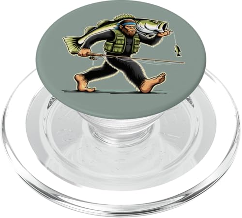 Bigfoot Fisherman Largemouth Bass Angler Lustiges Bassfischen PopSockets PopGrip für MagSafe von Funny Bigfoot Fishing Largemouth Bass Fisherman