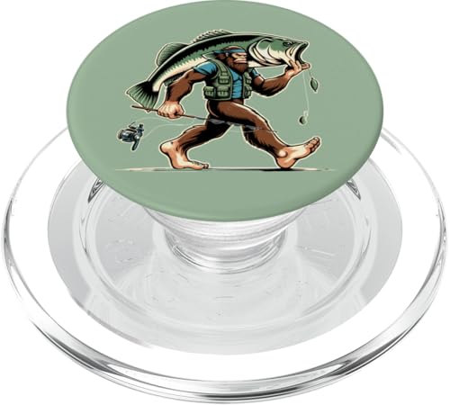 Bigfoot Fisherman Largemouth Bass Angler Lustiges Bassfischen PopSockets PopGrip für MagSafe von Funny Bigfoot Fishing Largemouth Bass Fisherman