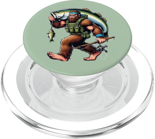 Bigfoot Fisherman Largemouth Bass Angler Lustiges Bassfischen PopSockets PopGrip für MagSafe von Funny Bigfoot Fishing Largemouth Bass Fisherman