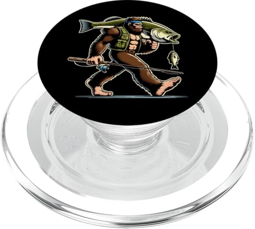 Bigfoot Fisherman Largemouth Bass Angler Lustiges Bassfischen PopSockets PopGrip für MagSafe von Funny Bigfoot Fishing Largemouth Bass Fisherman