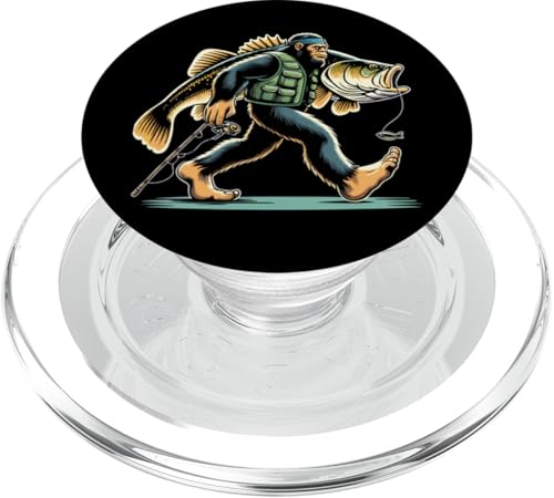 Bigfoot Fisherman Largemouth Bass Angler Lustiges Bassfischen PopSockets PopGrip für MagSafe von Funny Bigfoot Fishing Largemouth Bass Fisherman