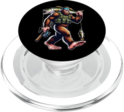 Bigfoot Fisherman Largemouth Bass Angler Lustiges Bassfischen PopSockets PopGrip für MagSafe von Funny Bigfoot Fishing Largemouth Bass Fisherman