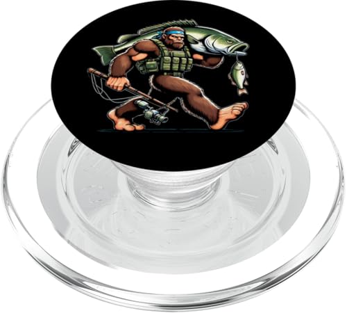 Bigfoot Fisherman Largemouth Bass Angler Lustiges Bassfischen PopSockets PopGrip für MagSafe von Funny Bigfoot Fishing Largemouth Bass Fisherman