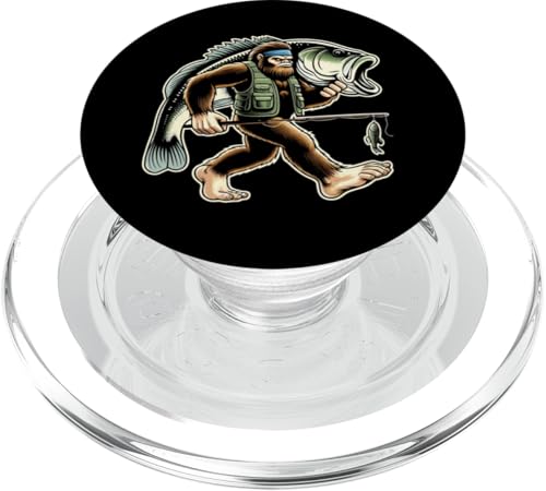 Bigfoot Fisherman Largemouth Bass Angler Lustiges Bassfischen PopSockets PopGrip für MagSafe von Funny Bigfoot Fishing Largemouth Bass Fisherman