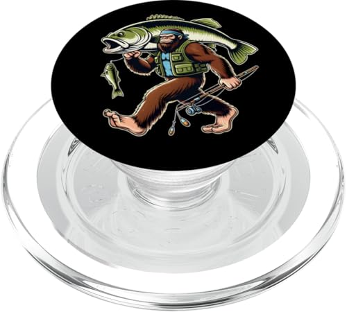 Bigfoot Fisherman Largemouth Bass Angler Lustiges Bassfischen PopSockets PopGrip für MagSafe von Funny Bigfoot Fishing Largemouth Bass Fisherman