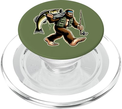 Bigfoot Fisherman Largemouth Bass Angler Lustiges Bassfischen PopSockets PopGrip für MagSafe von Funny Bigfoot Fishing Largemouth Bass Fisherman