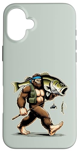 Bigfoot Fisherman Largemouth Bass Angler Sasquatch-Angeln Hülle für iPhone 16 Plus von Funny Bigfoot Fishing Largemouth Bass Fisherman