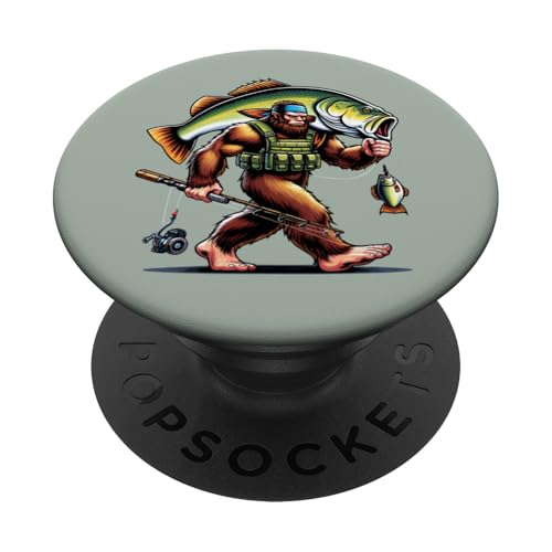 Bigfoot Fisherman Largemouth Bass Angler Sasquatch-Angeln PopSockets Klebender PopGrip von Funny Bigfoot Fishing Largemouth Bass Fisherman