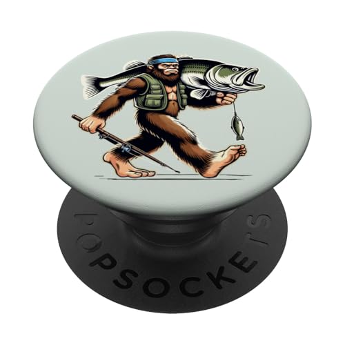 Bigfoot Fisherman Largemouth Bass Angler Sasquatch-Angeln PopSockets Klebender PopGrip von Funny Bigfoot Fishing Largemouth Bass Fisherman