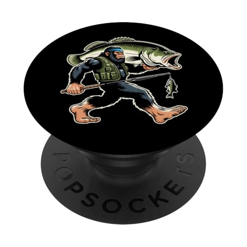 Bigfoot Fisherman Largemouth Bass Angler Sasquatch-Angeln PopSockets Klebender PopGrip von Funny Bigfoot Fishing Largemouth Bass Fisherman