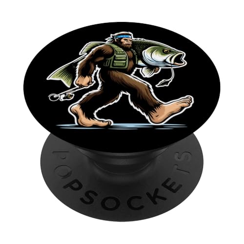 Bigfoot Fisherman Largemouth Bass Angler Sasquatch-Angeln PopSockets Klebender PopGrip von Funny Bigfoot Fishing Largemouth Bass Fisherman