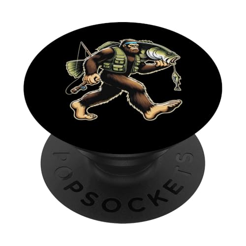 Bigfoot Fisherman Largemouth Bass Angler Sasquatch-Angeln PopSockets Klebender PopGrip von Funny Bigfoot Fishing Largemouth Bass Fisherman