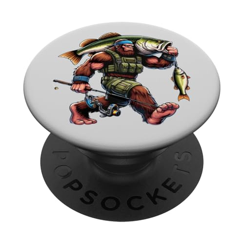 Bigfoot Fisherman Largemouth Bass Angler Sasquatch-Angeln PopSockets Klebender PopGrip von Funny Bigfoot Fishing Largemouth Bass Fisherman