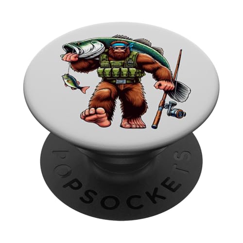 Bigfoot Fisherman Largemouth Bass Angler Sasquatch-Angeln PopSockets Klebender PopGrip von Funny Bigfoot Fishing Largemouth Bass Fisherman