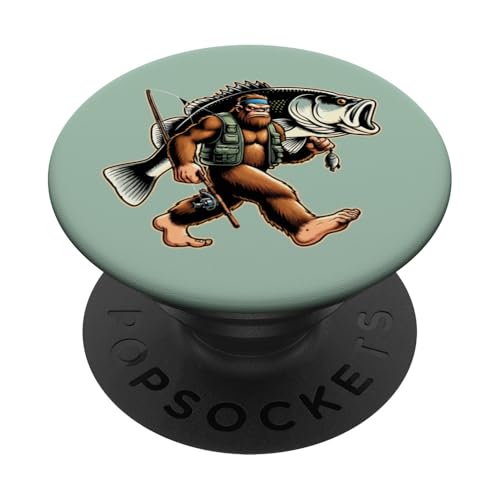 Bigfoot Fisherman Largemouth Bass Angler Sasquatch-Angeln PopSockets Klebender PopGrip von Funny Bigfoot Fishing Largemouth Bass Fisherman